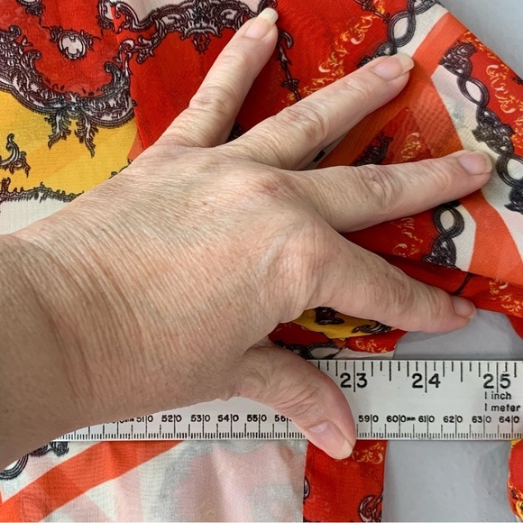 UMGEE sheer orange and yellow paisley 3/4 length sleeve. Size XL - Picture 6 of 10